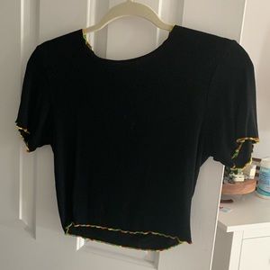 black top with rainbow lettuce hem